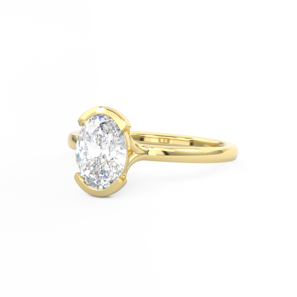 Oval Diamond Half Bezel Set Engagement Ring
