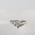 PEAR AND  EMERALD AND ROUND CUT DIAMOND CROWN RING