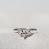 PEAR AND  EMERALD AND ROUND CUT DIAMOND CROWN RING