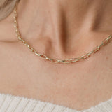 Paperclip chain necklace yellow gold 