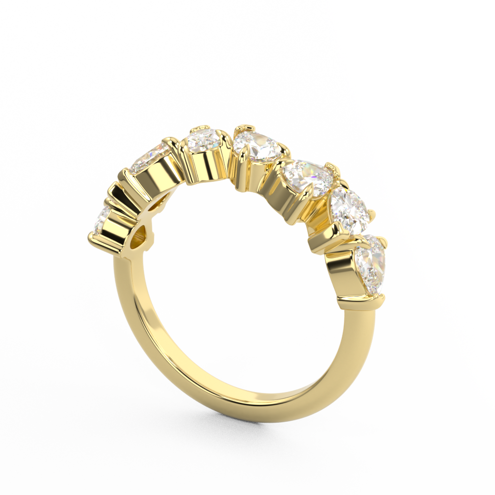 Pear cut Diamond wedding band in yellow gold 