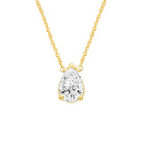 Pear cut diamond necklace in yellow gold 