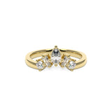 Pear, emerald and round diamond wedding band in yellow gold 