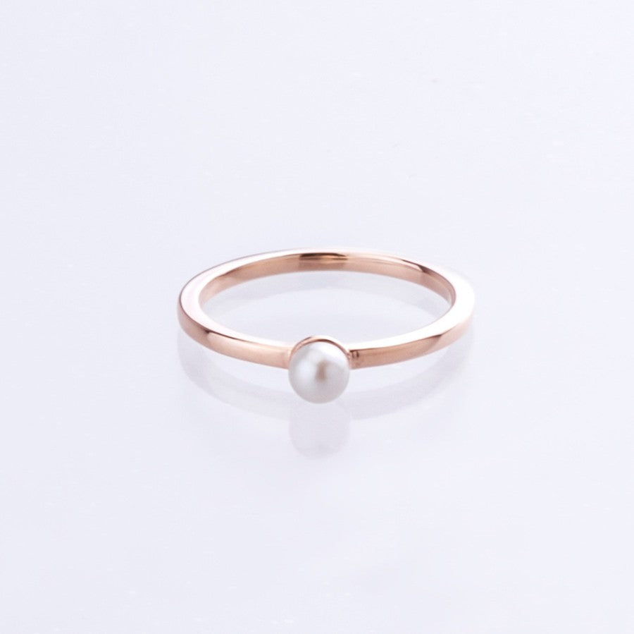 Pearl stacking ring 9kt rose gold