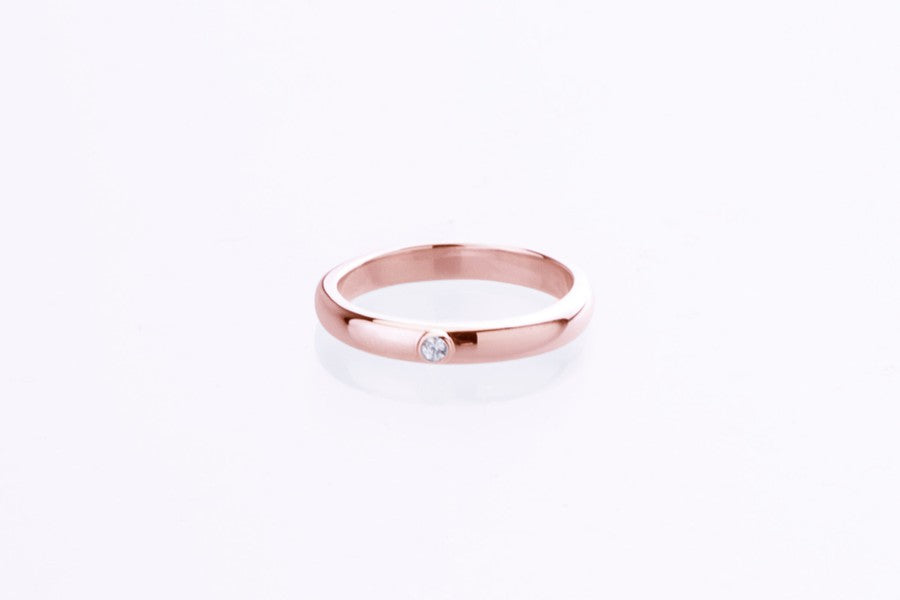 Pressure set diamond stacking ring rose  gold 