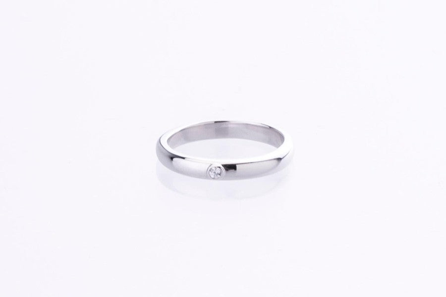 Pressure set diamond stacking ring white gold 