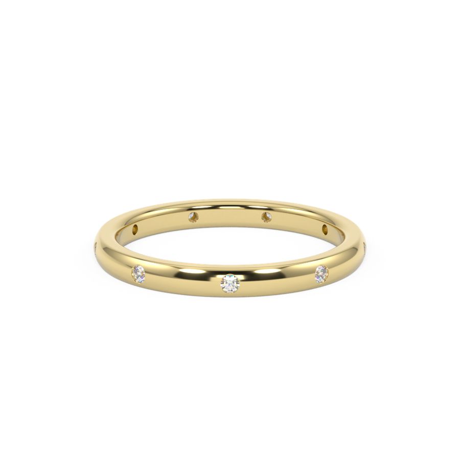 Pressure set diamond wedding ring 