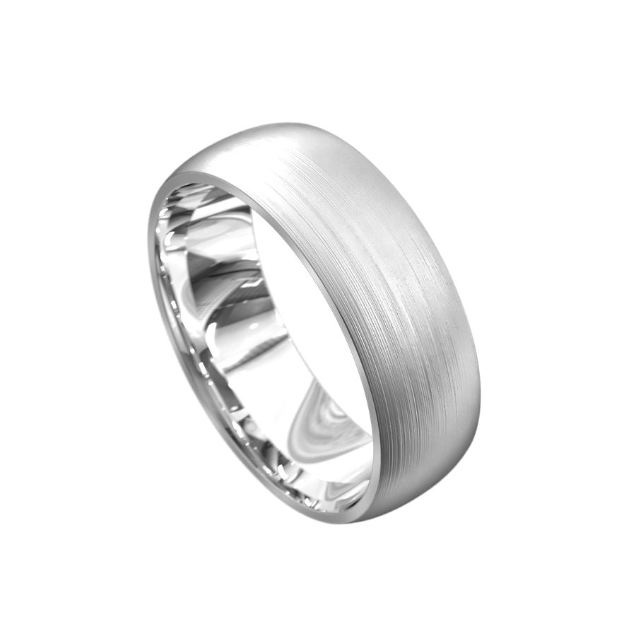 Refined brushed white gold mens wedding ring