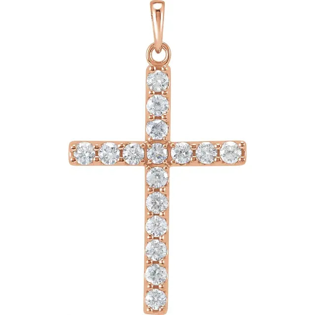Rose Gold Diamond Pendant Cross