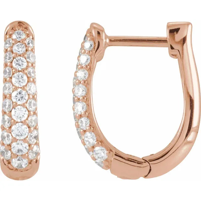 Rose Gold Pave Set Diamond Huggie Earrings