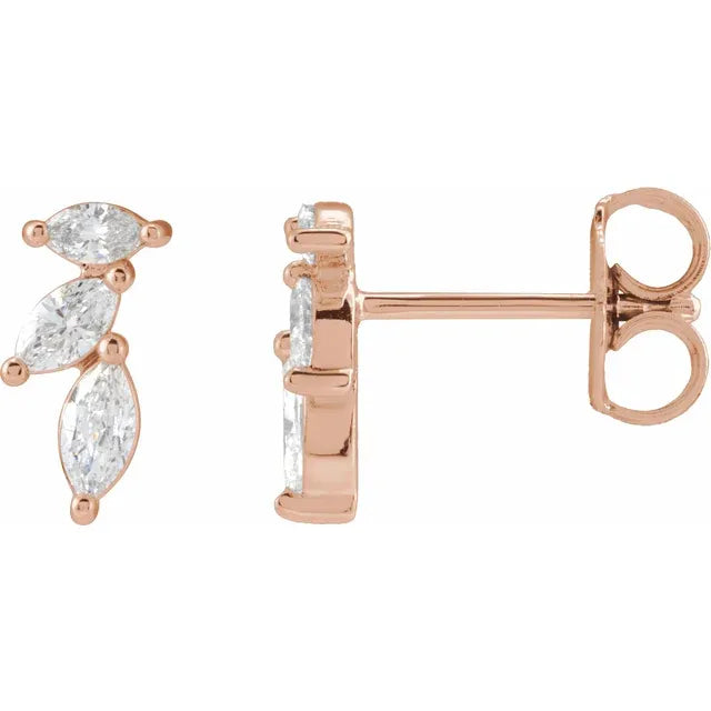 Rose Gold Diamond Crawler Stud Earrings