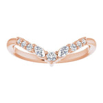 Rose gold diamond crown ring with round diamonds and pear shape diamonds