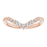 Rose gold diamond crown ring with round diamonds and pear shape diamonds