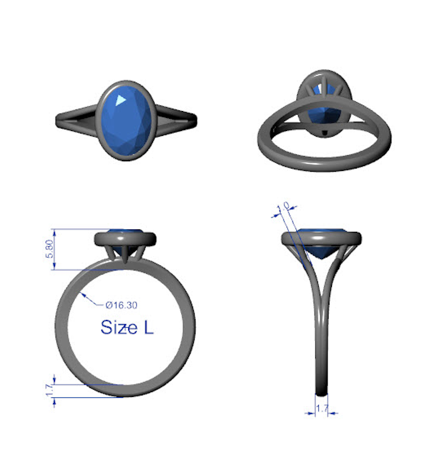 Custom made engagement ring design process.