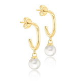 Side view of freshwater pearl earrings in 9kt Yellow Gold