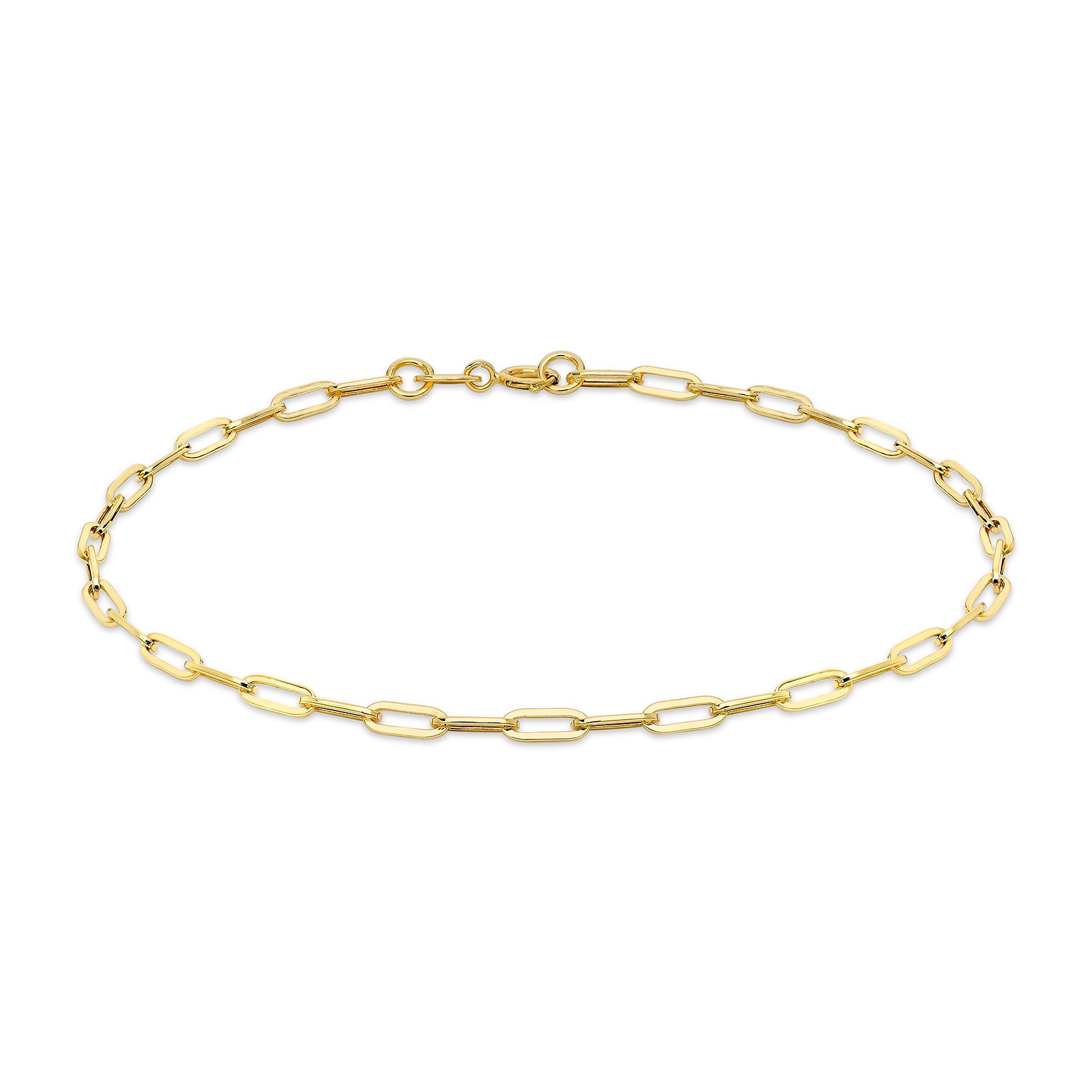 Small paperclip chain bracelet yellow gold 