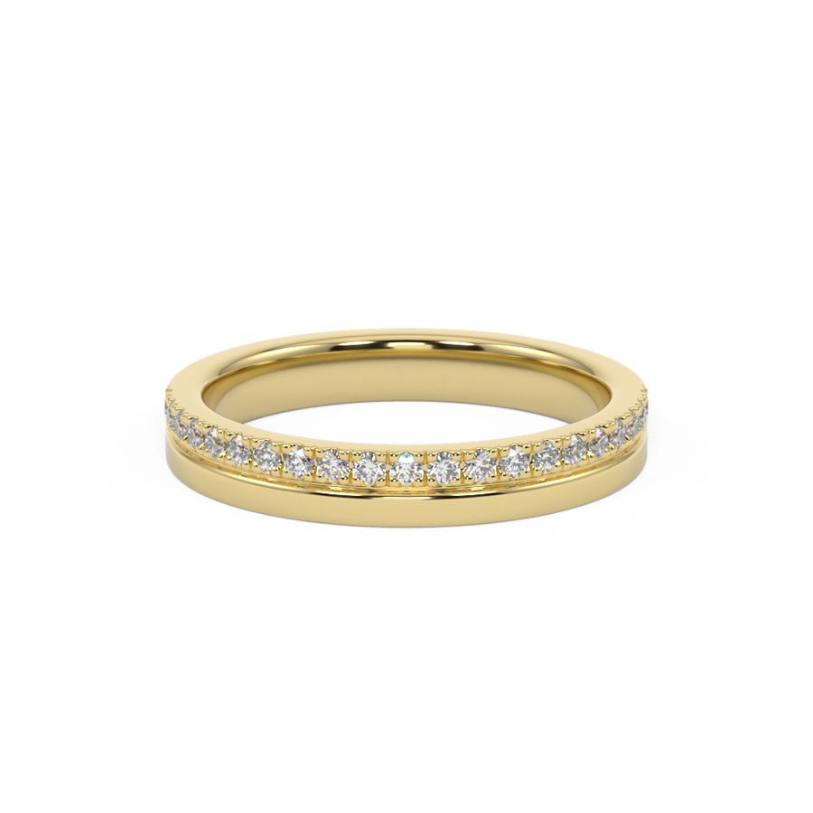 Sparkly flat profile wedding ring with diamonds 