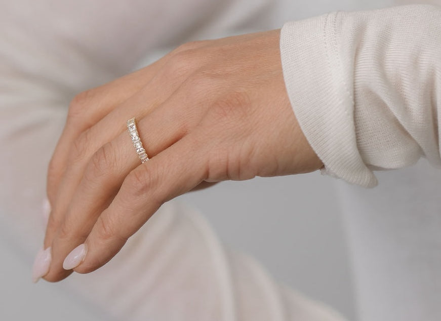 statement diamond ring with princess cut and baguette cut
