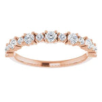 Statement diamond eternity ring in rose gold with two sized diamonds 