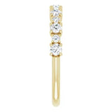 Statement diamond eternity ring in yellow gold with two sized diamonds 