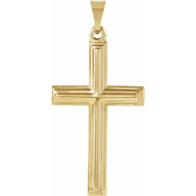 14kt Yellow Gold Textured Pendant Cross 