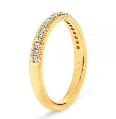 The Charlotte yellow gold diamond wedding ring with millgrain edge vintage style