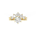The crown diamond wedding ring with round solitaire engagement ring 