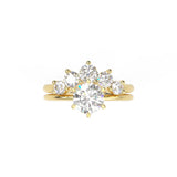 The crown diamond wedding ring with round solitaire engagement ring 