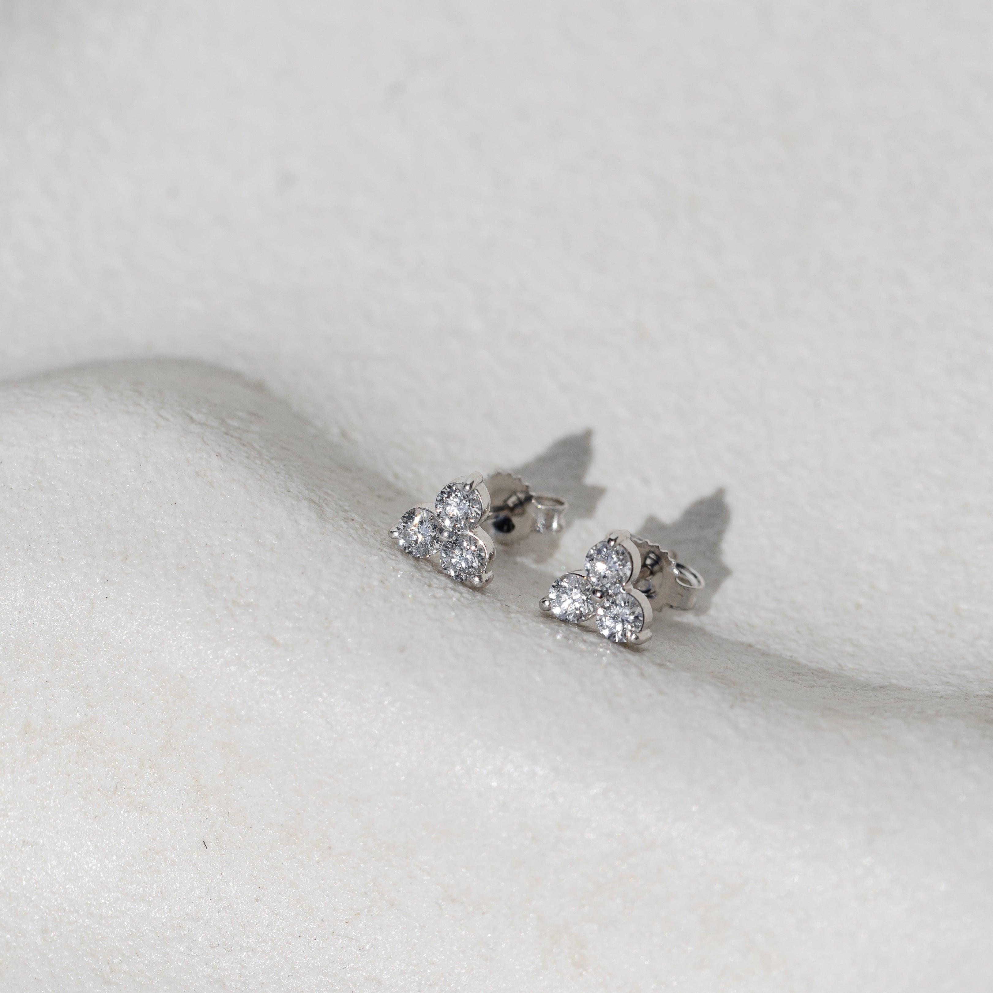 Three Stone Diamond Earrings