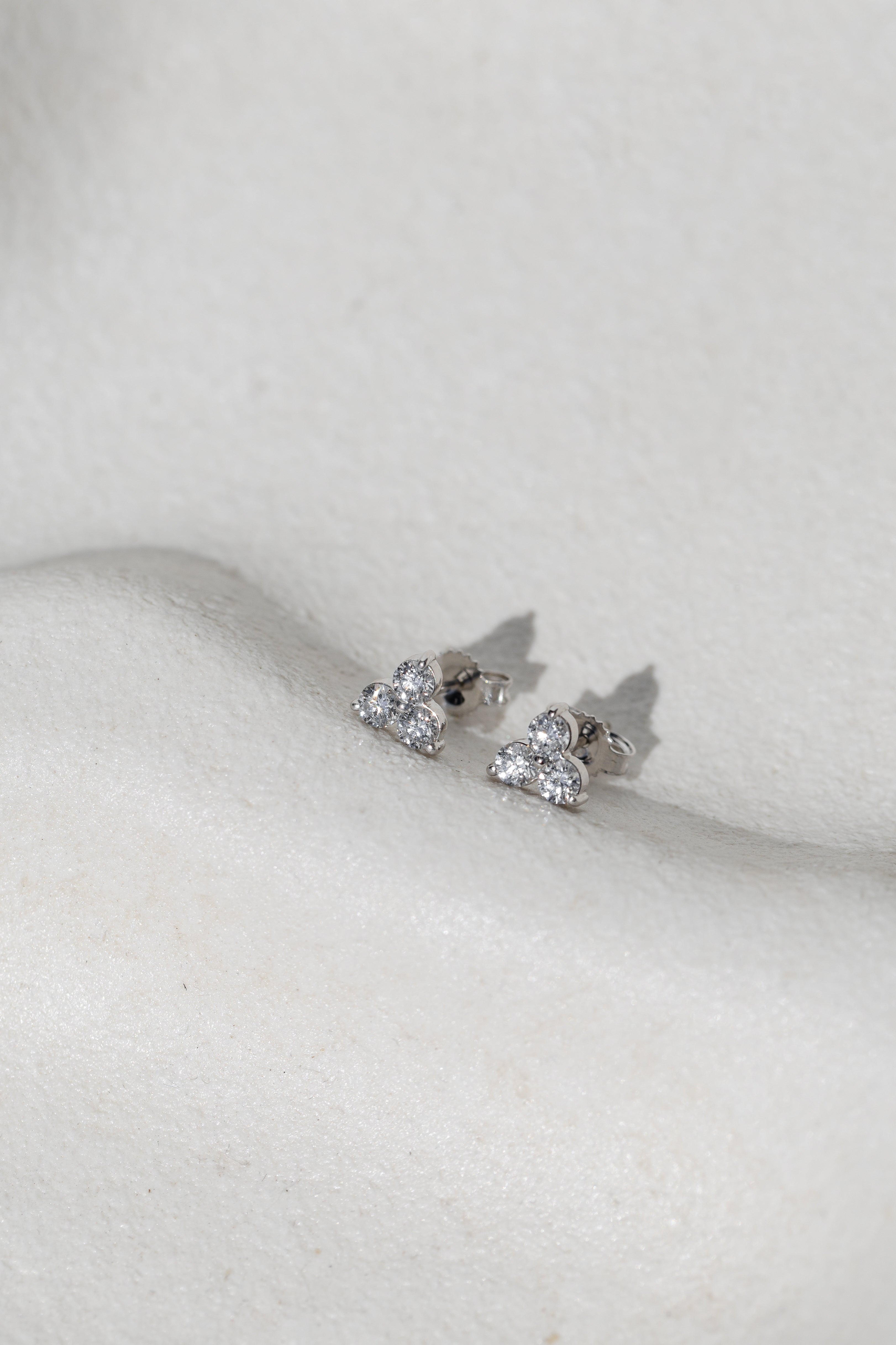 Three Stone Diamond Earrings
