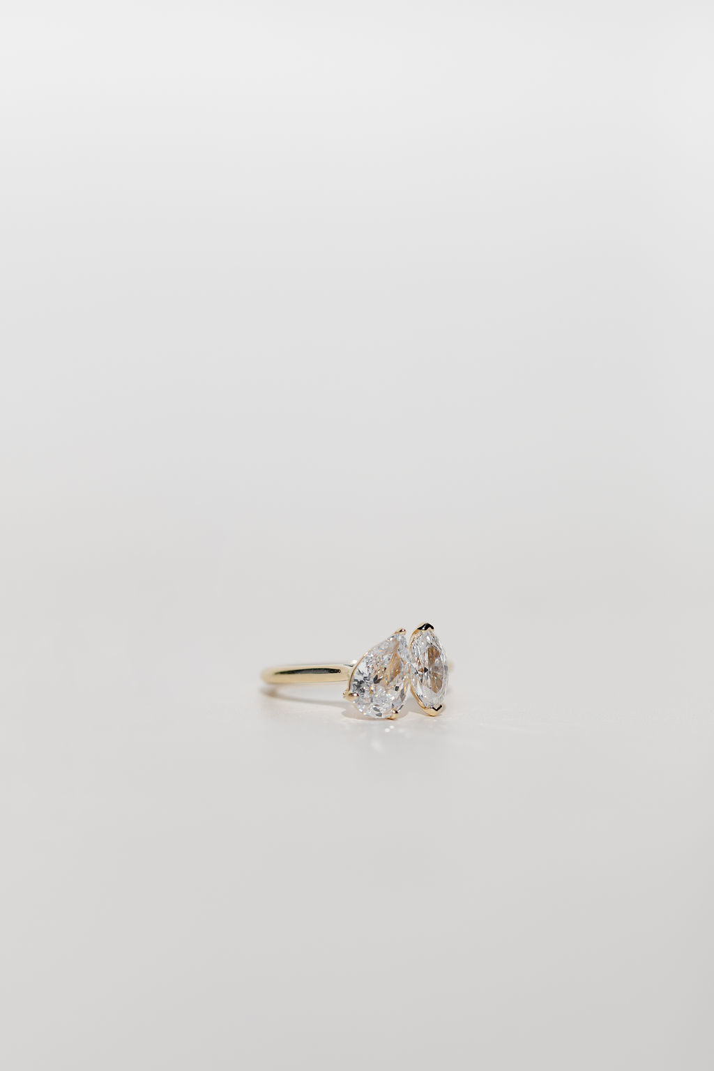 Toi et Moi Diamond Engagement Ring with Pear Cut Diamonds and Marquise Cut Diamonds