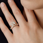 Toi et moi diamond engagement ring with statement diamond wedding ring