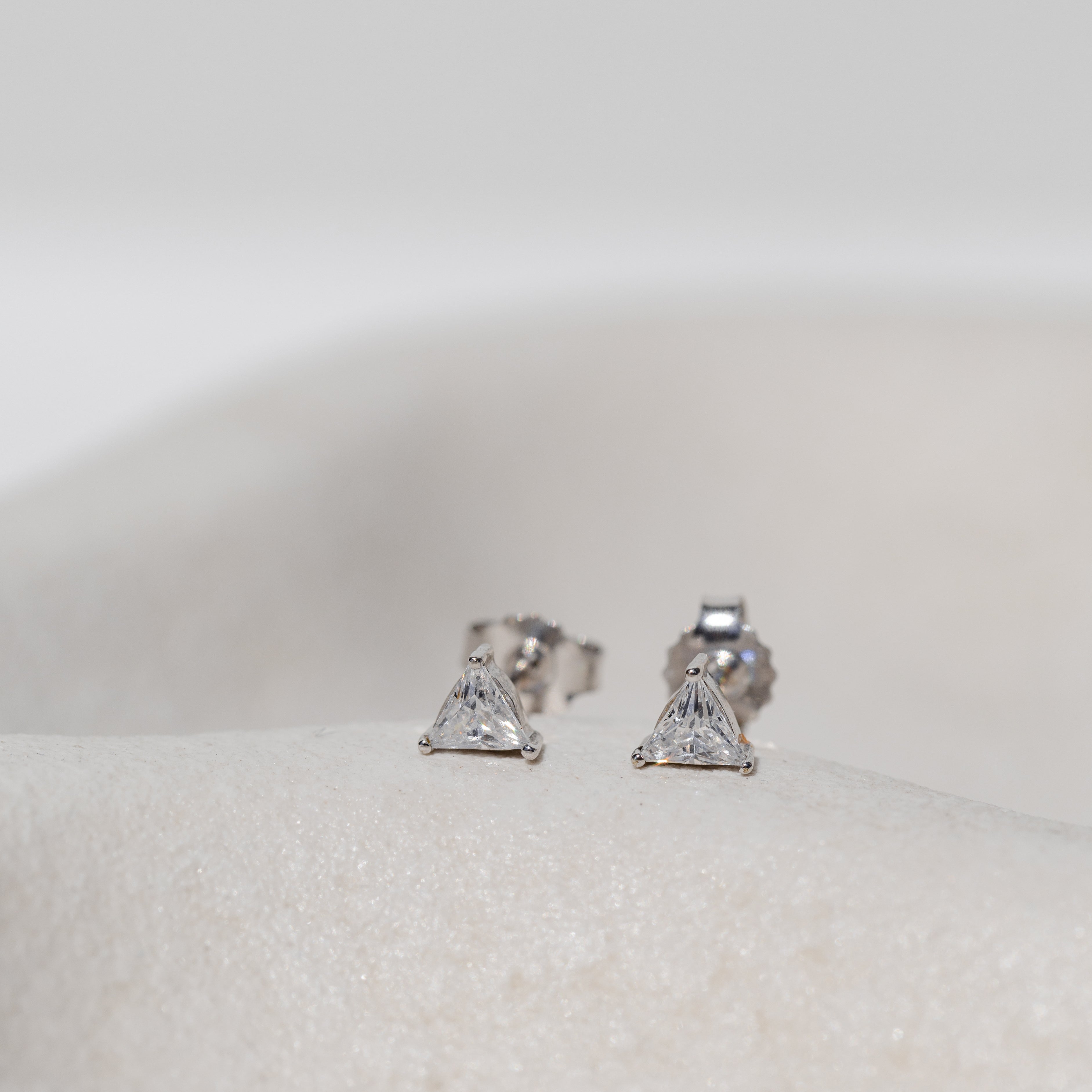 Triangle diamond stud earrings