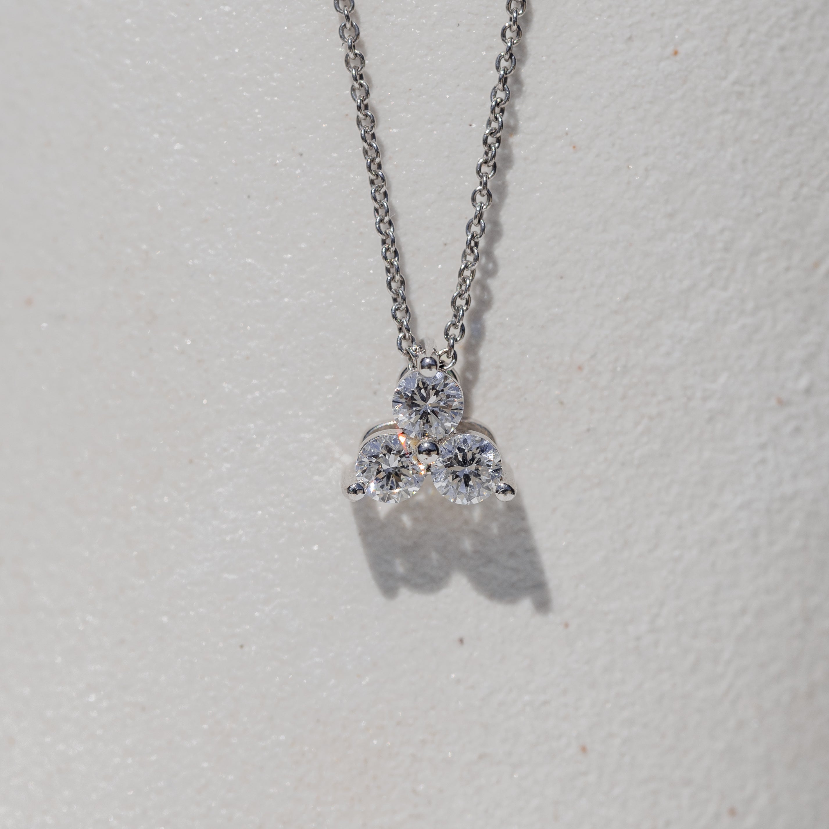 Trilogy Cluster Diamond Pendant Necklace
