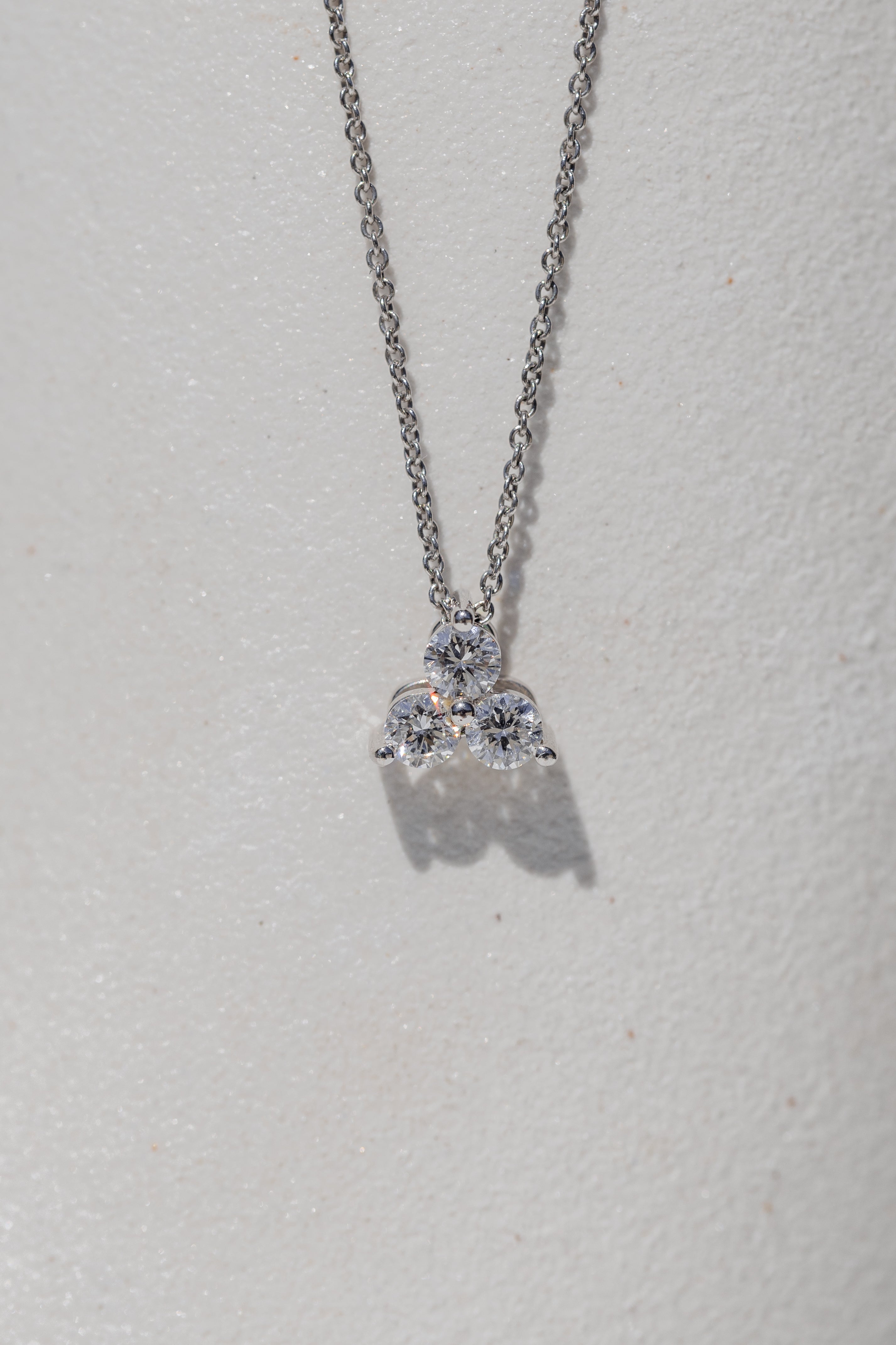 Trilogy Cluster Diamond Pendant Necklace