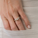 trilogy three stone engagement ring with tapered diamond wedding ring