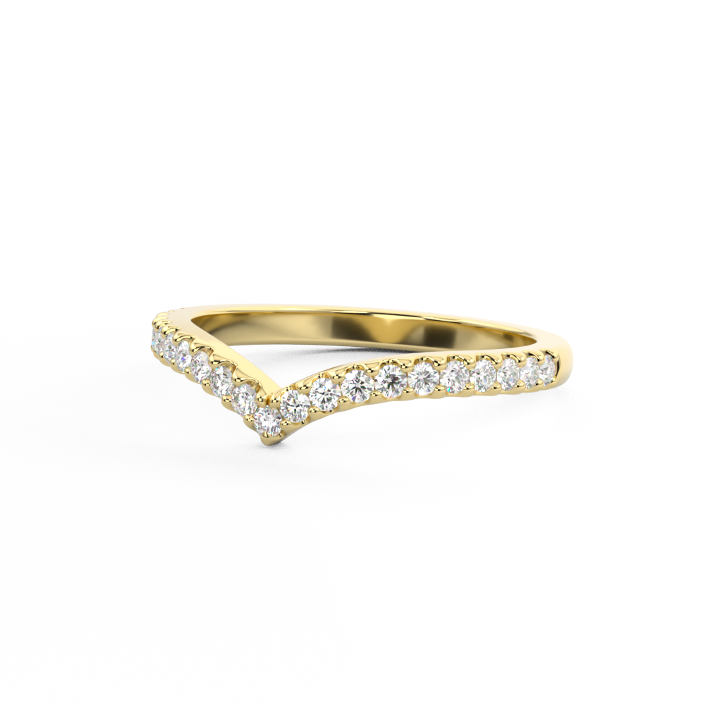V shape diamond ring in yellow gold 