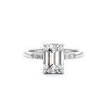 White Gold Emerald Cut Engagement Ring with accent stones