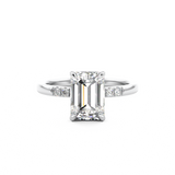 White Gold Emerald Cut Engagement Ring with accent stones