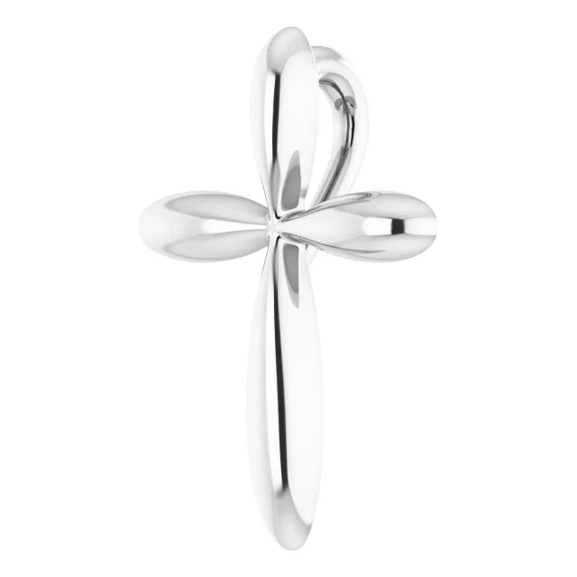 White Gold Petite Cross Pendant Side profile