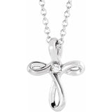 White Gold Petite Cross with Diamond Centre