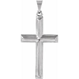 14kt White Gold Textured Pendant Cross 
