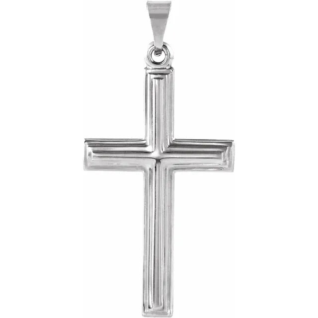 14kt White Gold Textured Pendant Cross 