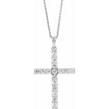 White Gold Diamond Cross Pendant on Necklace