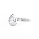 White Gold Pear Cut Diamond Solitaire Bezel Set