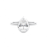 White Gold Pear Cut Diamond Solitaire Bezel Setting