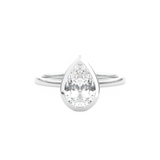 White Gold Pear Cut Diamond Solitaire Bezel Setting