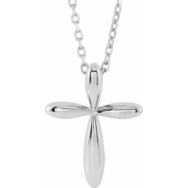 White Gold Petite Cross Pendant Necklace