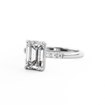 White Gold Emerald Cut Engagement Ring with accent stones 2