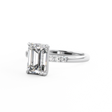 White Gold Emerald Cut Engagement Ring with accent stones 2